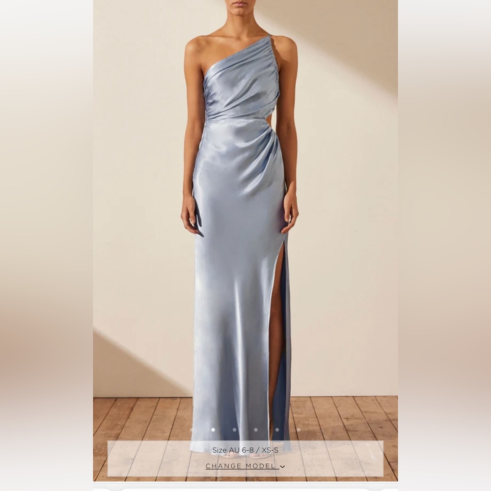 Shona joy: LA LUNE ASYMMETRICAL GATHERED MAXI DRESS - POWDER BLUE - US 10